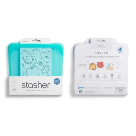 Stasher Reusable Food Storage Sandwich Bag - Aqua image {2}