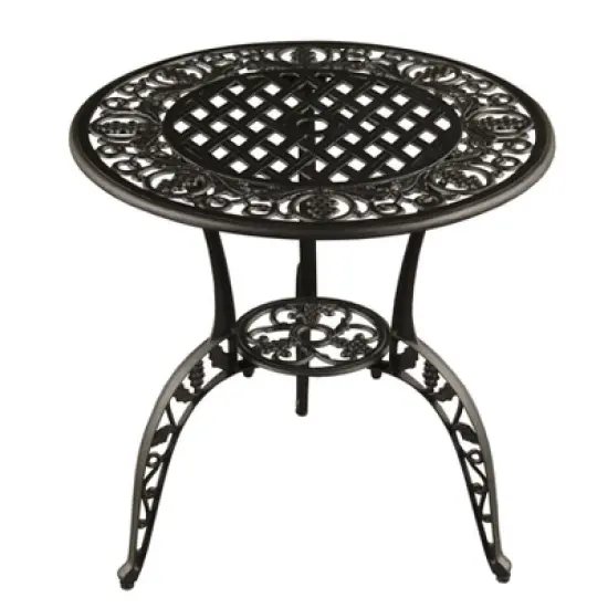 3pc Grape Vineyard Aluminum Patio Bistro Set - Black- Oakland Living: Weather-Resistant Outdoor Furniture image {1}