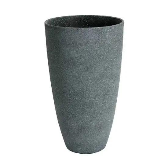 Algreen Acerra Weather Resistant Composite Tall Vase Round Planter Pot 20 x 12 x 12 Inches, Gray Stucco (2 Pack) image {1}