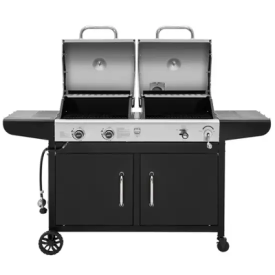 RoyalGourmet 2-Burner Gas and Charcoal Combo Grill ZH3002NTG Silver/Black image {1}