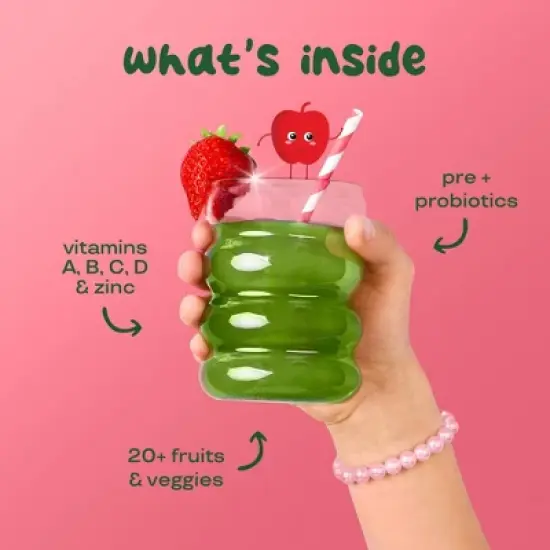 BLOOM NUTRITION Kids' - Greens and Superfoods Powder - Strawberry Apple - 25ct image {2}