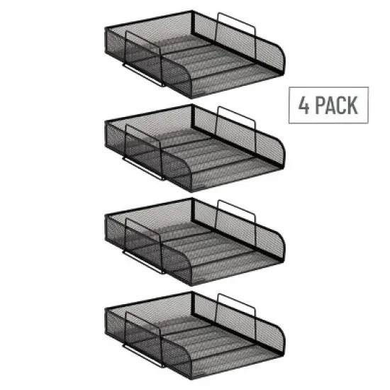 Mind Reader 4-Tier Stackable Paper Tray Metal Mesh Black image {7}