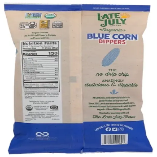 Late July Snacks Blue Corn Dippers Tortilla Chips - Case of 9/7.4 oz image {2}