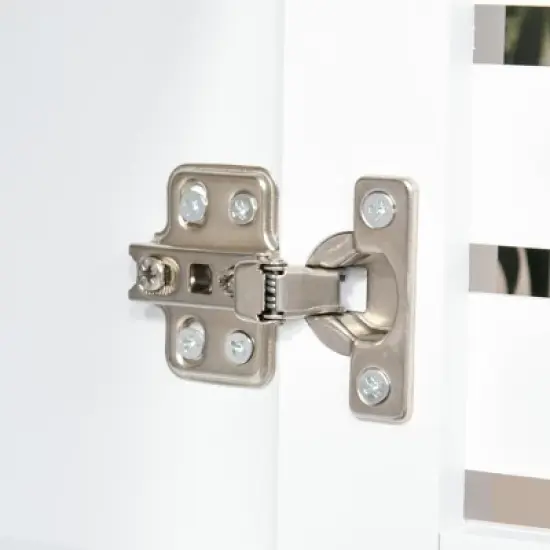 HOMCOM Buffet Sideboard Storage Cabinet with Slat Double Doors, Enclosed Adjustable Shelf and Open Bottom Shelf, White image {6}