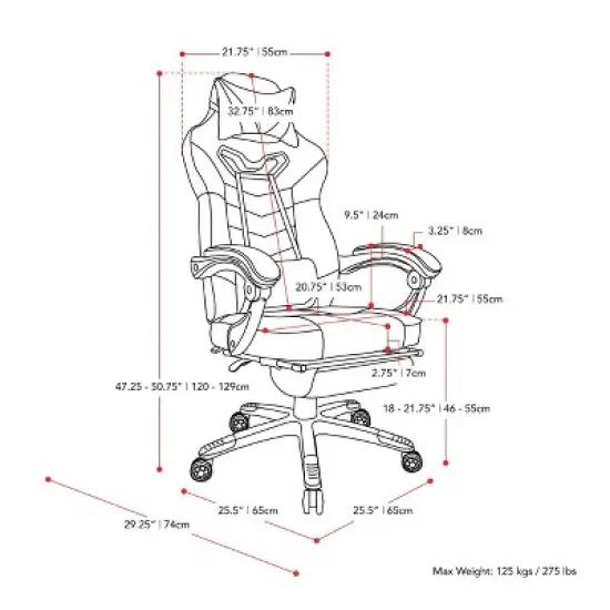 Doom Gaming Chair Black and Blue - CorLiving image {8}