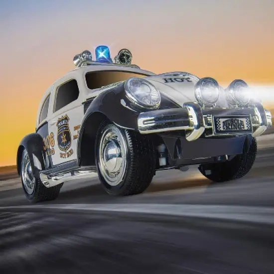 Top Race Remote Control Police Car with Lights and Sirens |Old Fashioned Style| Black and White image {2}