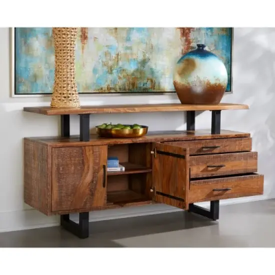 Farve 2 Door 3 Drawer Credenza/Sideboard Brown - Treasure Trove image {8}