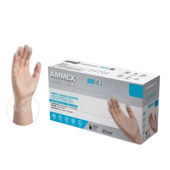AMMEX Professional Clear Vinyl Exam Gloves - Light Duty, Medical Grade - Great for Childcare, Medical, Dental, Veterinary, Cleaning, and Food Service image {7}
