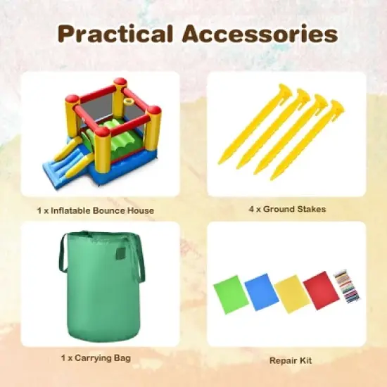 Costway Inflatable Bouncer Kids Slide Bounce House for Indoor Outdoor without Blower image {3}