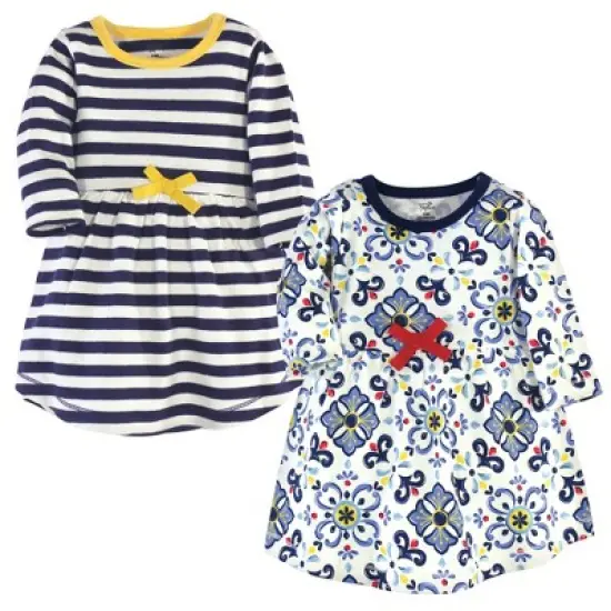 Touched by Nature Baby and Toddler Girl Organic Cotton Long-Sleeve Dresses 2pk, Pottery Tile image {3}