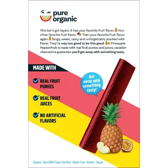 Pure Organic Layered Fruit Snacks Pineapple Passionfruit - 6.2oz/12ct image {4}