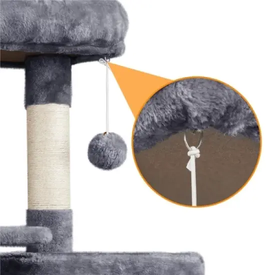 Yaheetech 63" Multilevel Plush Cat Tree with Hammock for Cats Kitchens image {6}