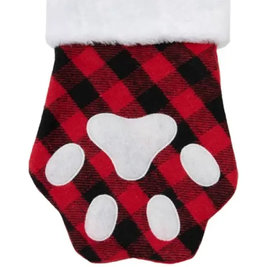 Northlight 15.5" Red and Black Buffalo Plaid Pet Embroidered Christmas Stocking image {2}