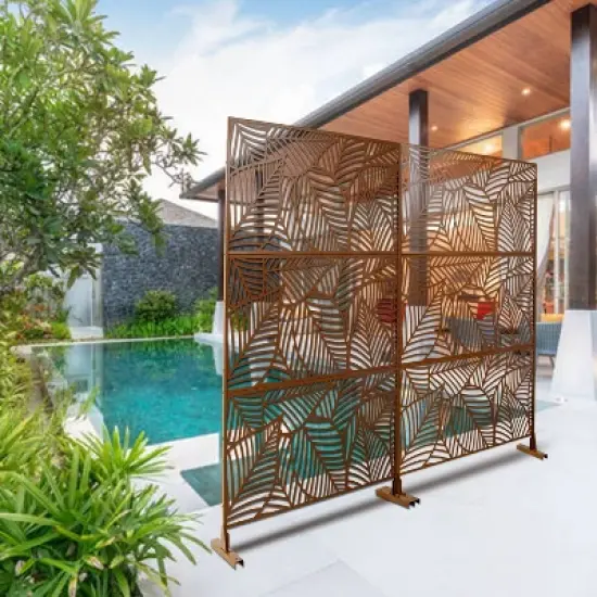 CAVINAS Patio Decorative Screen Metal Fence Privacy Screen with Leaf Pattern for Outside and Garden, 76" H&times;48" W image {6}