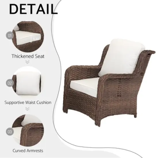 3-Seat Outdoor Couch Set with 2 Single Chairs and 2 Ottomans, Weather-Resistant Cushions, Steel Frame image {5}