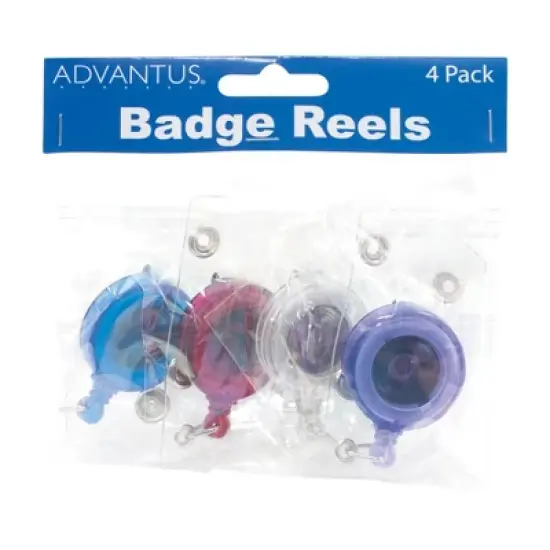 Advantus&reg; Retractable ID Card Reels with Badge Straps, Assorted, Pack of 4 image {1}