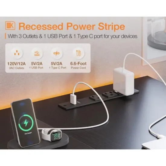 Itopfox L-Shaped Gaming Desk with Power Outlets, Reversible Shelves & PC Stand, Storage Bag for Home Office, Study Table for Small Spaces, Black image {4}