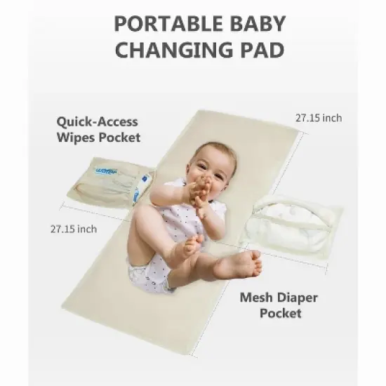 Itopfox Neoprene Waterproof Diaper Backpack for Parents with Changing Pad, Large Storage & 10 Pockets, Travel-Friendly Design (Oat) image {6}