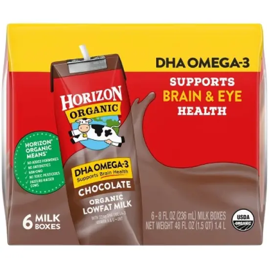 Horizon Organic 1% Chocolate Milk DHA Added - 6pk/8 fl oz Boxes image {1}