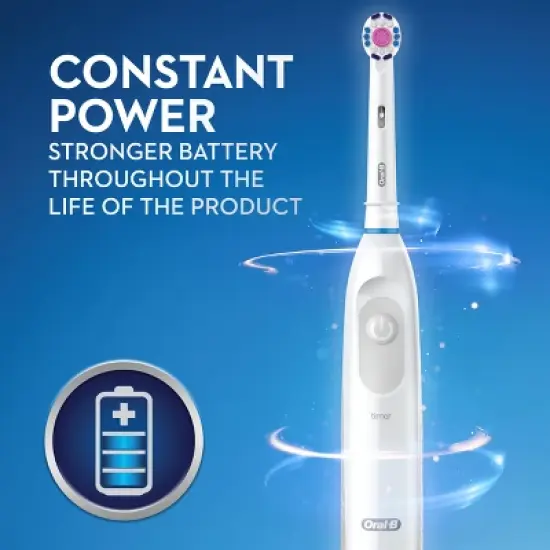 Oral-B Pro 100 3D White Brilliance Whitening Battery Toothbrush - White image {3}