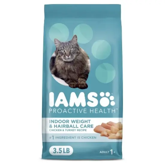 IAMS Proactive Health Weight Control and Hairball Care with Chicken and Turkey Flavor Indoor Dry Cat Food - 3.5lbs image {10}