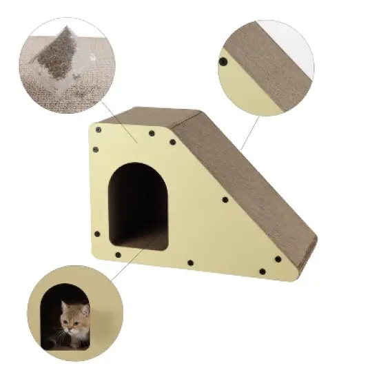 THE LICKER STORE Kento Minimalist Cardboard Angled Cat Cave Scratcher with Catnip image {4}
