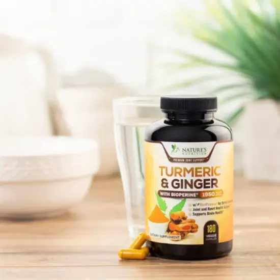 Turmeric Curcumin Supplement 1950mg Organic Turmeric with Ginger, 95% Curcuminoids, BioPerine Black Pepper, 180 Capsules By Nature's Nutrition image {8}