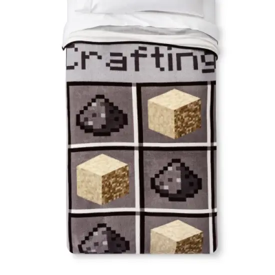 Minecraft Twin Bed Kids' Blanket Gray image {3}