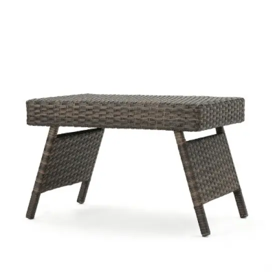 GDFStudio Thelma Outdoor Wicker and Aluminum Folding Side Table image {8}