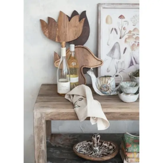 Storied Home Tulip Shaped Mango Wood Serving Board, Natural image {2}