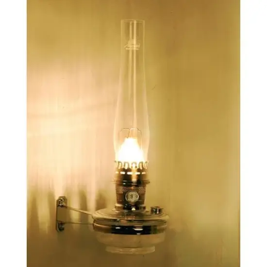 Aladdin Wall Mount Oil Lamp, Genie III Regency Fuel Lighting for Homesteaders or Emergencies, Clear Glass, 18 inches tall, Nickel Trim image {1}