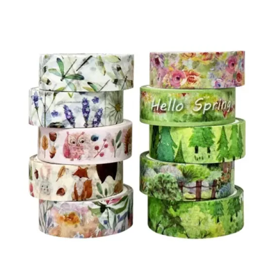 Wrapables Decorative Washi Tape for Scrapbooking, Stationery, Diary, Card Making (10 Rolls), Hello Spring image {6}
