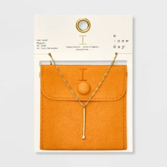 Gold Dipped Scattered Cubic Zirconia Initial Pendant Necklace - A New Day&trade; Gold image {12}