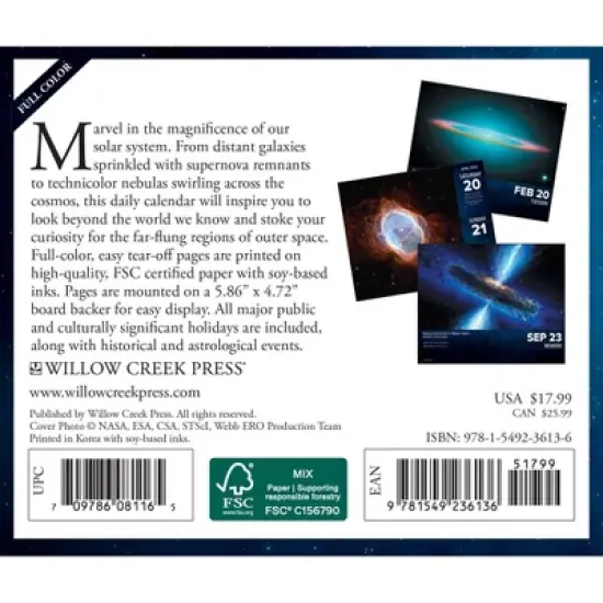 Willow Creek Press 2024 Daily Desk Calendar 5.2"x6.2" Astronomy image {1}