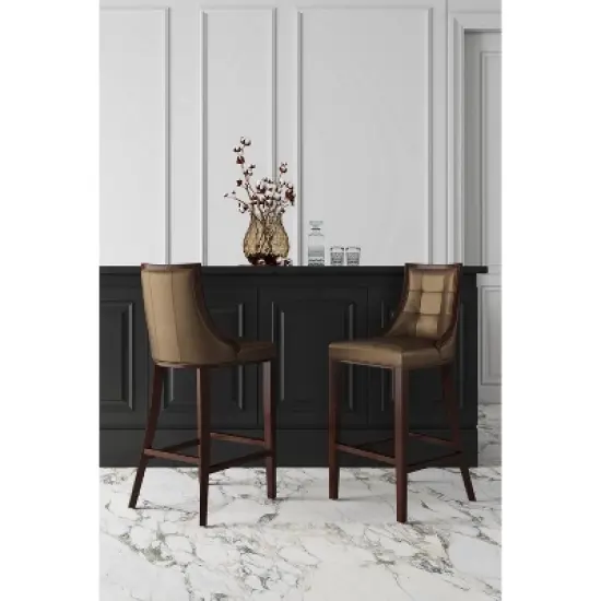 Fifth Avenue Upholstered Beech Wood Faux Leather Barstool - Manhattan Comfort image {1}