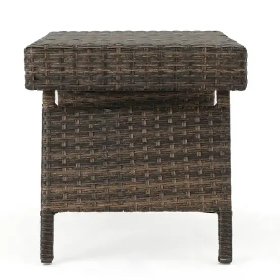 GDFStudio Thelma Outdoor Wicker and Aluminum Folding Side Table image {4}