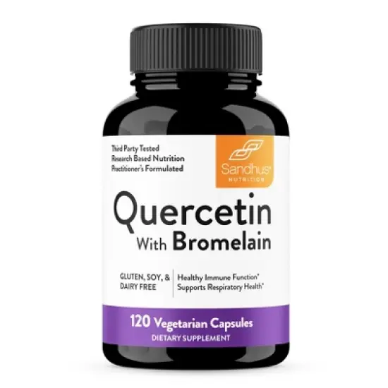 Sandhu's Quercetin with Bromelain 1000mg Per Serving 120 Count Vegetarian Capsules for Men & Women | Supports Immune & Respiratory Health image {7}