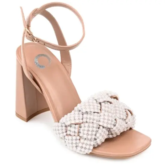 Journee Collection Womens Dua Tru Comfort Foam Pearl Accents Block Heel Sandals image {10}