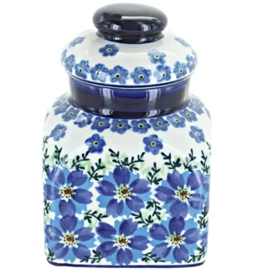 Blue Rose Polish Pottery 2000 Zaklady Small Square Container image {5}