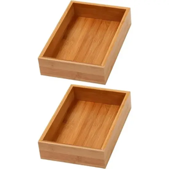 YBM HOME Bamboo Drawer Organizer Storage Box for Kitchen Drawer, Junk Drawer, Office, Bedroom, Children Room, Craft, Sewing, and Bathroom, Pack of 2 image {15}