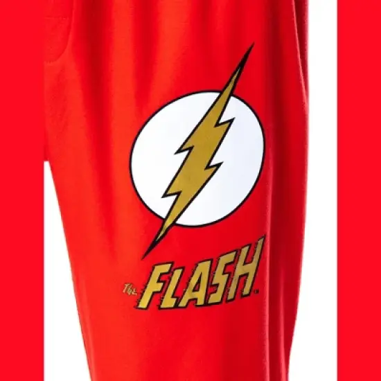 DC Comics Men's The Flash Classic Logo Loungewear Sleep Pajama Pants Red image {3}
