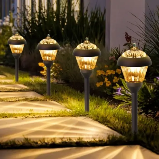 Gigalumi 2-Pack Bronze Metal Solar Pathway Lights, Waterproof Outdoor Garden Lights with Warm White LED Bulbs image {1}