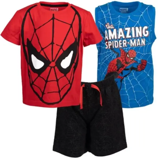 Marvel Spidey and His Amazing Friends Graphic T-Shirt Tank Top French Terry Shorts 3 Piece Outfit Set image {9}