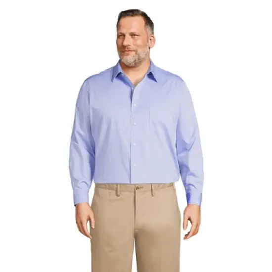 Lands' End Men's Solid No Iron Supima Pinpoint Straight Collar Dress Shirt image {4}