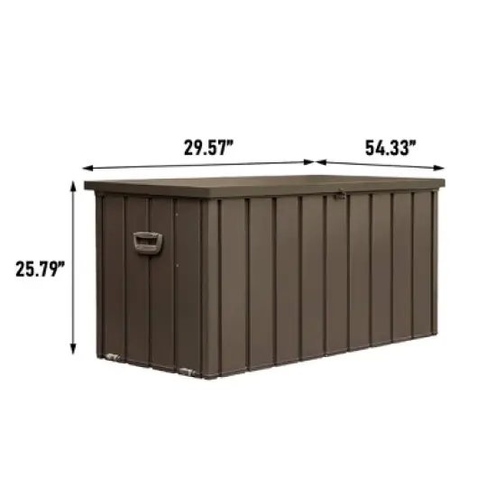WELLFOR 150 gal Outdoor Waterproof Storage Steel Deck Box Dark Brown image {6}