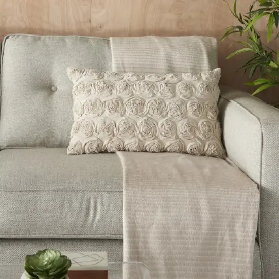 Mina Victory Life Styles Denim Roses Throw Pillow image {4}