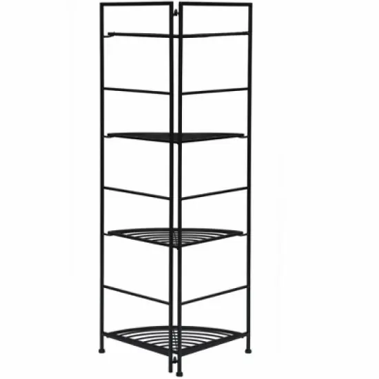 Costway 4 Tier Folding Metal Shelf Plant Stand Storage Open Shelf Corner Display Rack image {7}