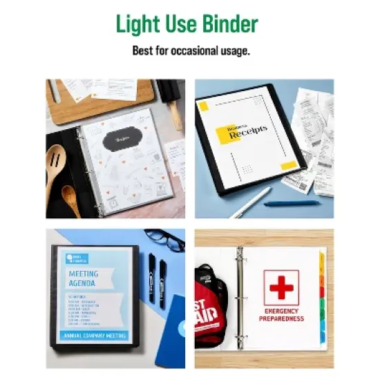 Office Essentials Economy View 3 Ring Binders, 1" Round Rings, 1.4" Spine, 175-Sheet Capacity, Black Binders (4-Pack of 03127) image {4}