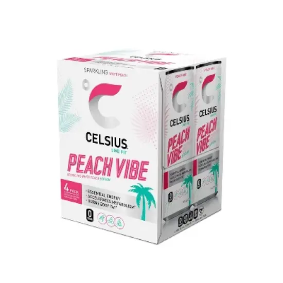 CELSIUS Sparkling Peach Vibe Functional Energy Drink - 4pk/12 fl oz Cans image {4}