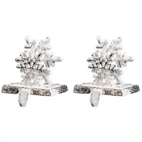 Northlight Double Snowflake Christmas Stocking Holders - 4.75" - Silver - Set of 2 image {4}